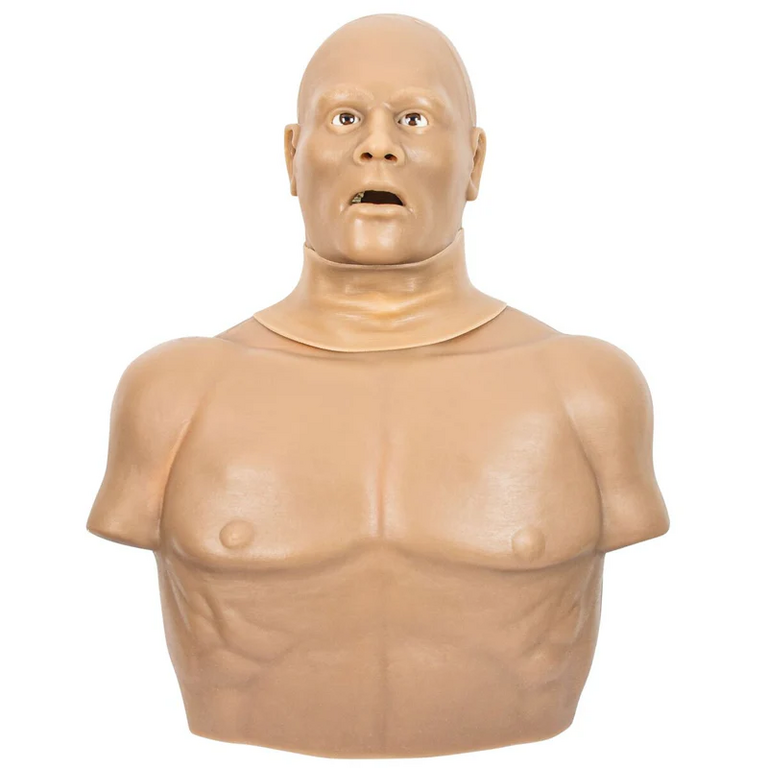 TCCC 6-in-1 Manikin — tactical medicine trainer for airway, surgical airways, thoracentesis, and IO access