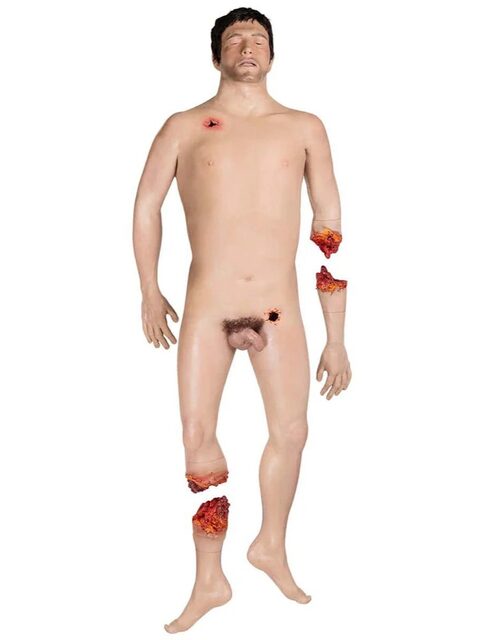 Hyper-realistic full-size wounded manikin for TCCC/TECC and field training Simbodies